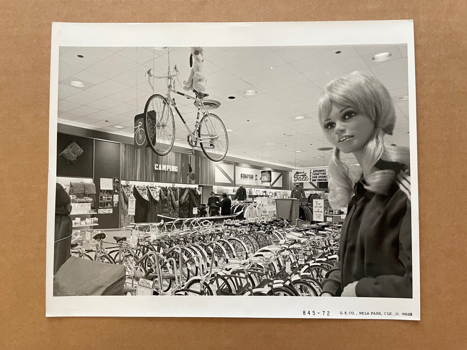 Vintage PHOTO Woodward's Department Store INTERIOR Lady Mannequin Bicycles #1 Vintage PHOTO Woodward's Department Store INTERIOR Lady Mannequin Bicycles #1