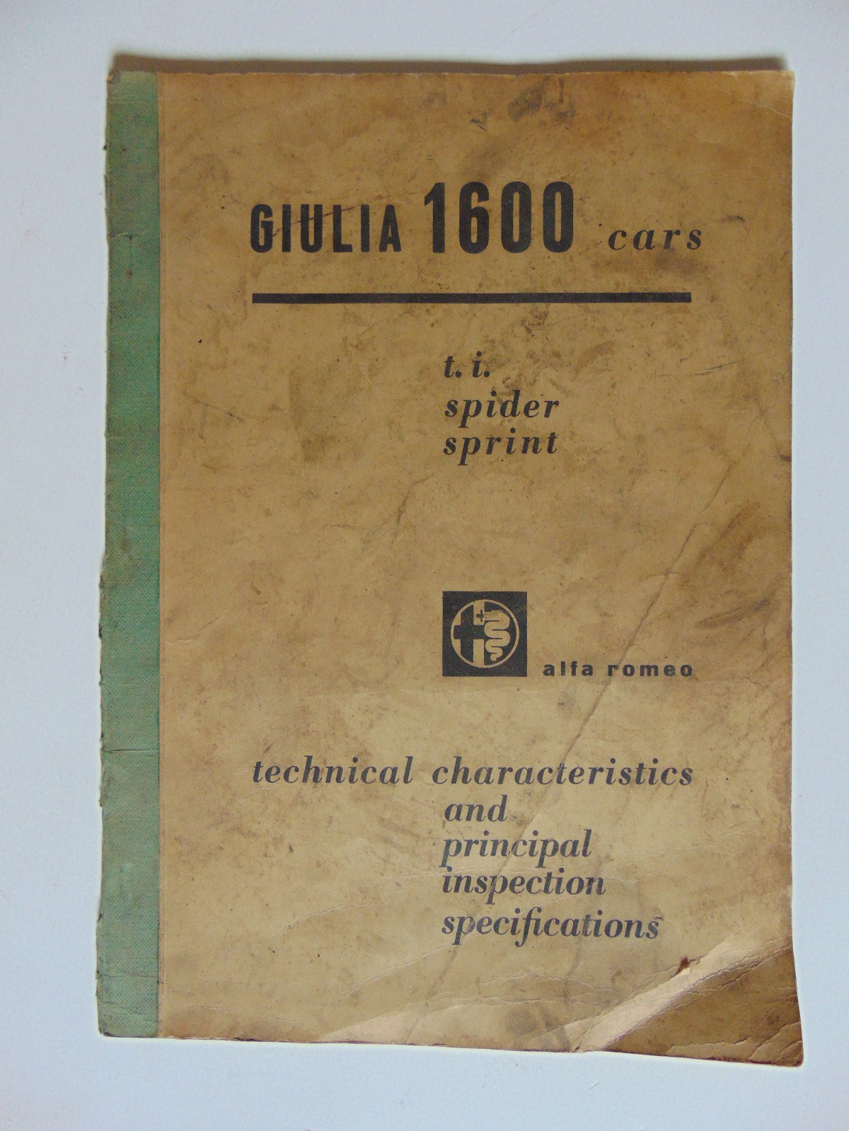 Factory 1963 Alfa Romeo Giulia 1600 T.I, Spider, Sprint Tech/Inspection Manual