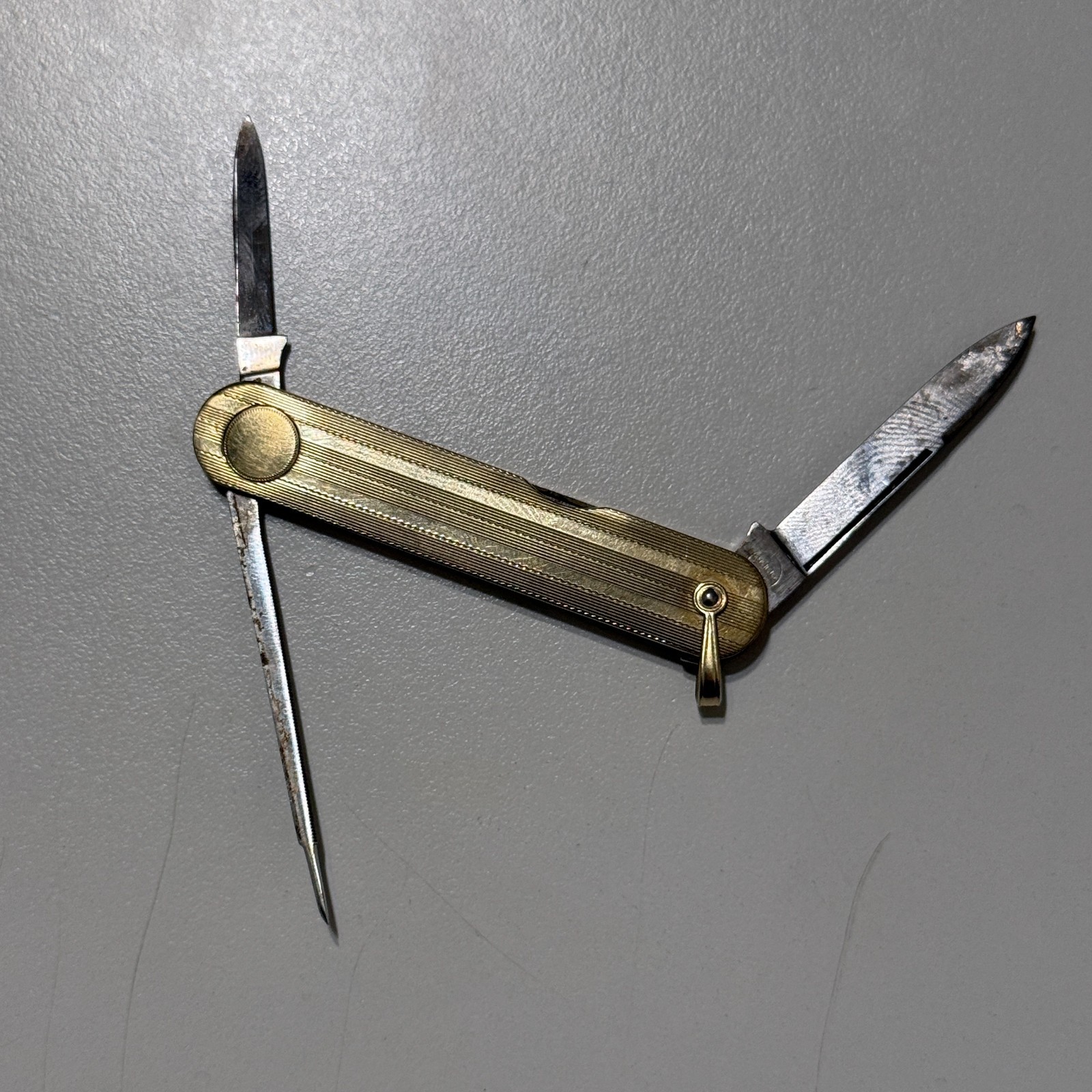 Antique Remington UMC Pocket Knife Gold Tone Engraved Handle Watch Fob 1920s