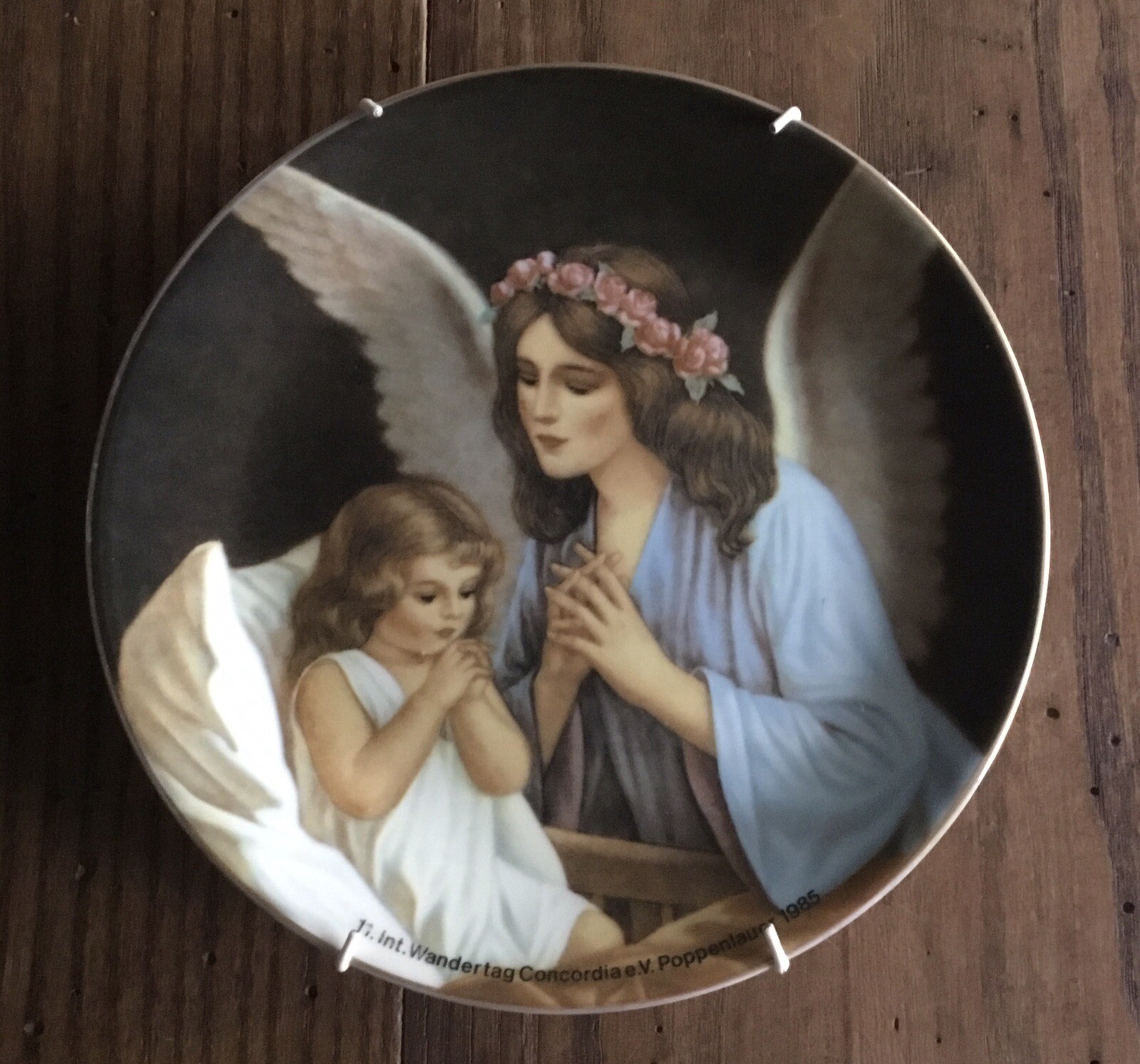 Vintage Guardian Angel Collectible Plate Sample? Germany? RARE LOOK 