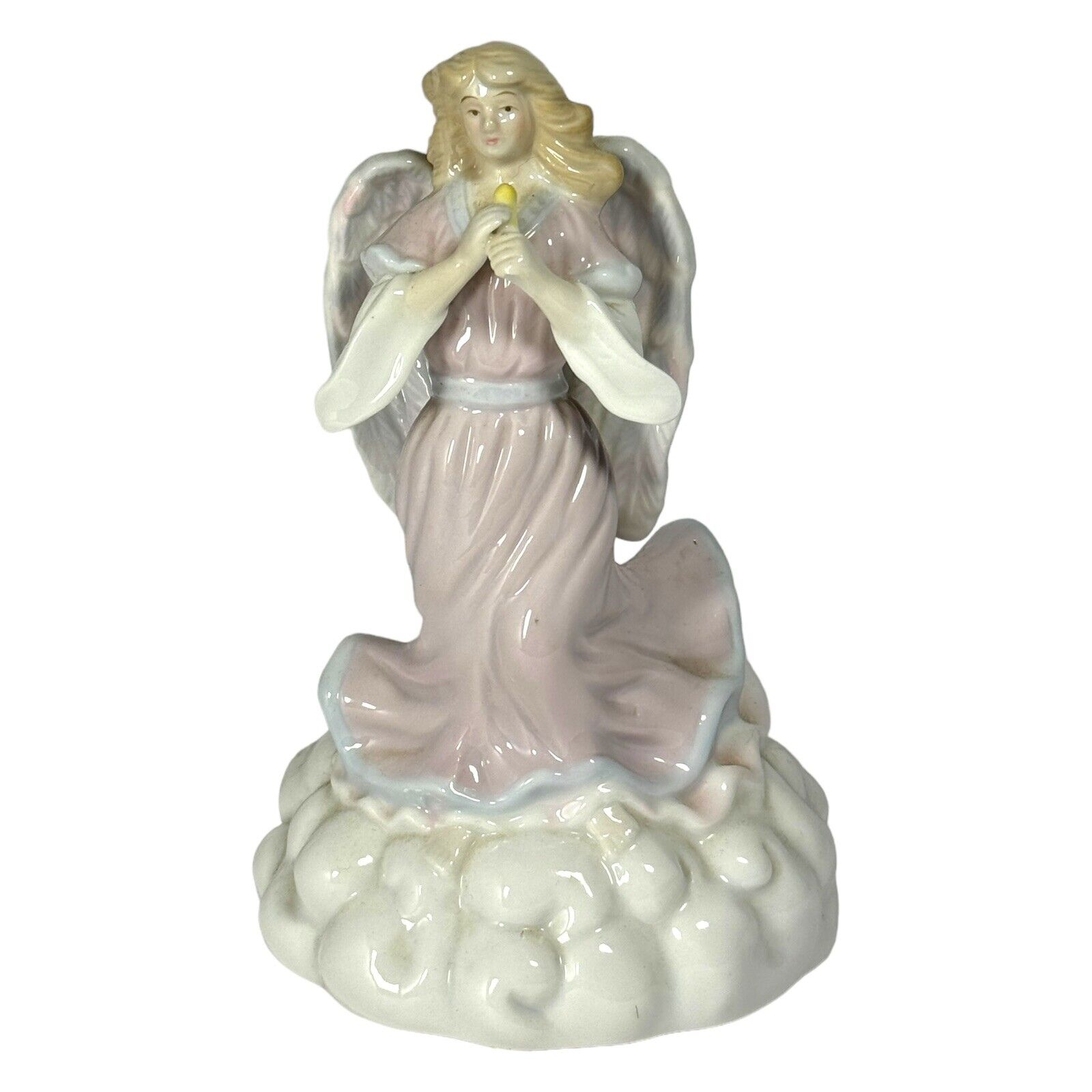 VTG Elegant Porcelain Inspirational Angel Figurine 1990's w/ Musical Instrument