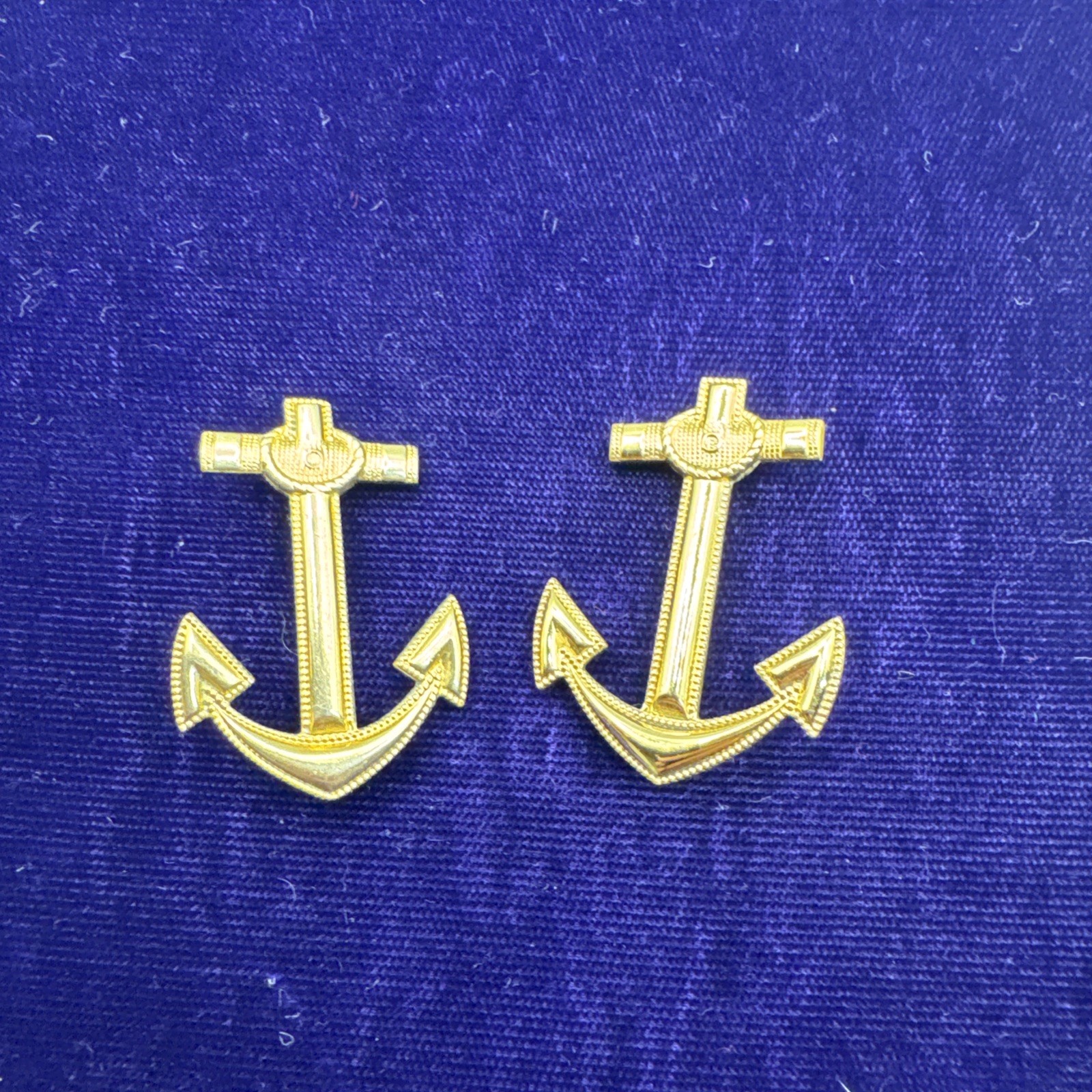 2 US Military Navy Anchor Pin Gold Filled 1/20 10k  GF Vintage