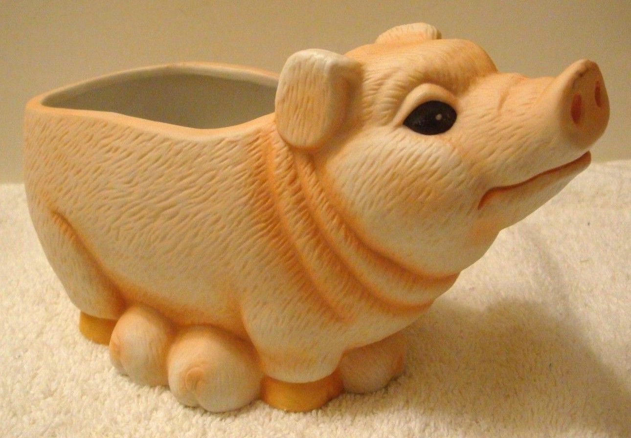 Studio Art Pottery Pig Planter Mom Pig w/ 5 Piglets Planter Marked Mint