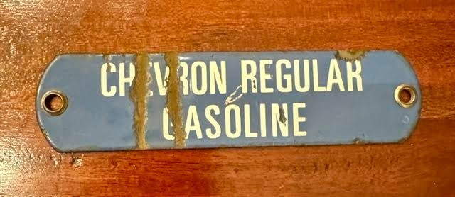 Original Vintage Chevron Gasoline Porcelain Sign