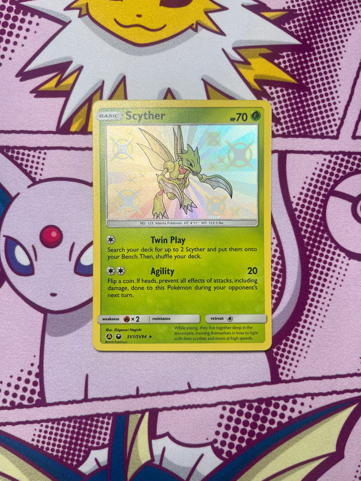 Pokemon TCG - Scyther SV1/SV94 - Hidden Fates - Shiny Vault - Shiny - NM