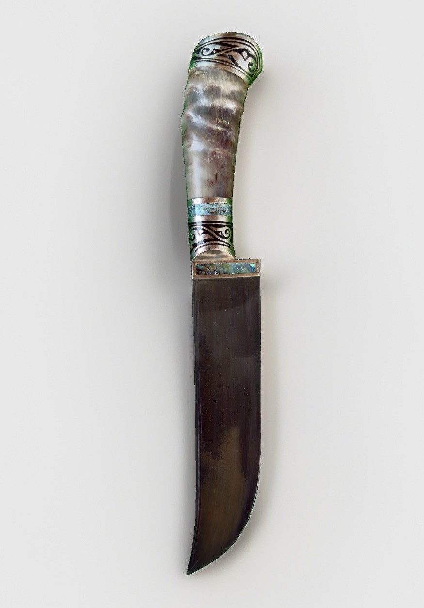 Uzbek Pichoq National Knife, Chust Region, Sharp Metal Blade, Leather Sheath