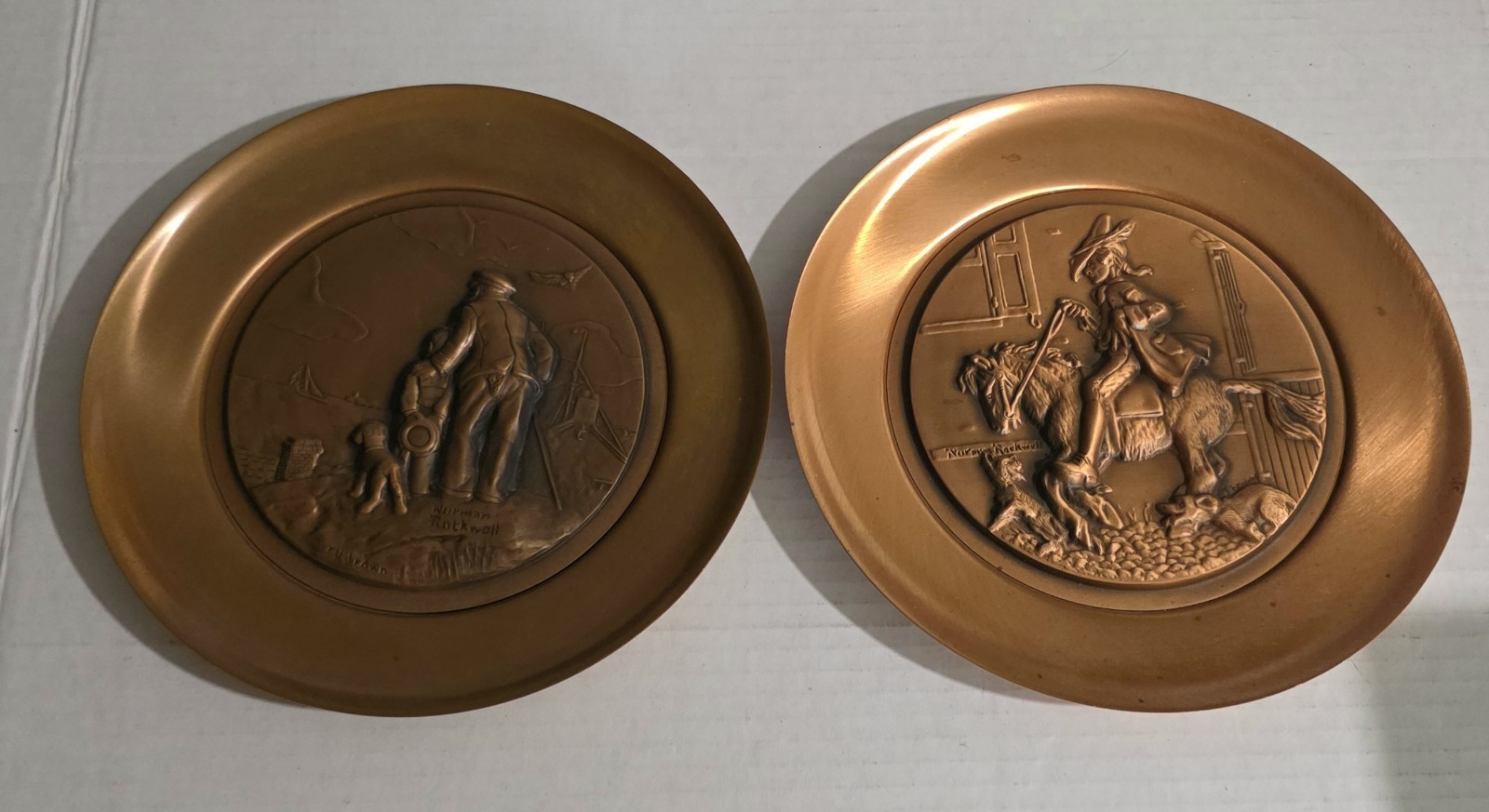 VINTAGE NORMAN ROCKWELL Yankee Doodle And Sea COLLECTORS COPPER PLATES 1977 1978