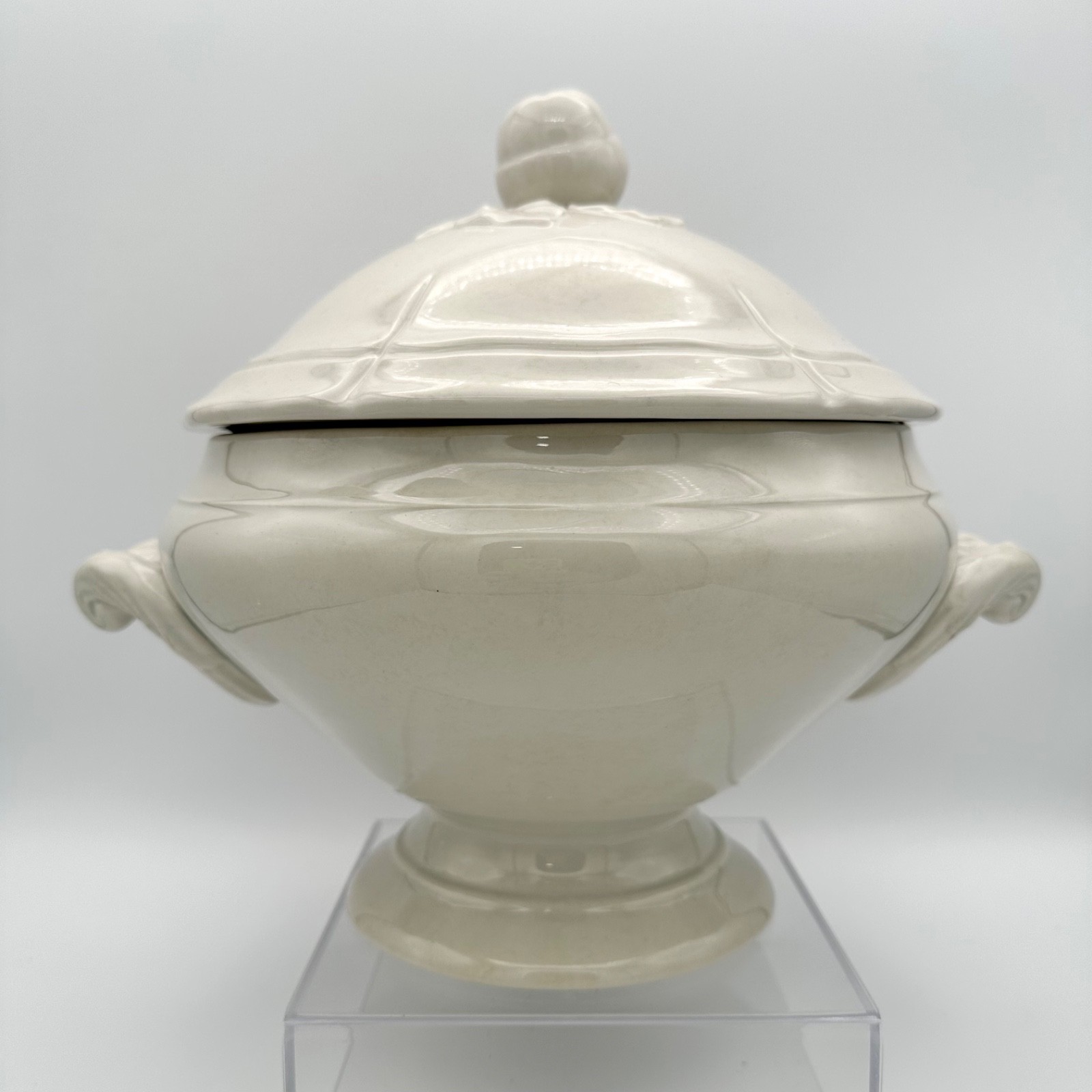 2012 Williams-Sonoma Antique White SOUP TUREEN & LID Acorn Leaf Handle *No Ladle