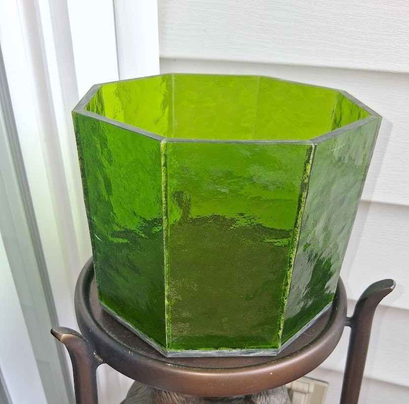 Planter Acrylic plastic MCM Retro Translucent Octagon Green Mid Century Vtg Rare