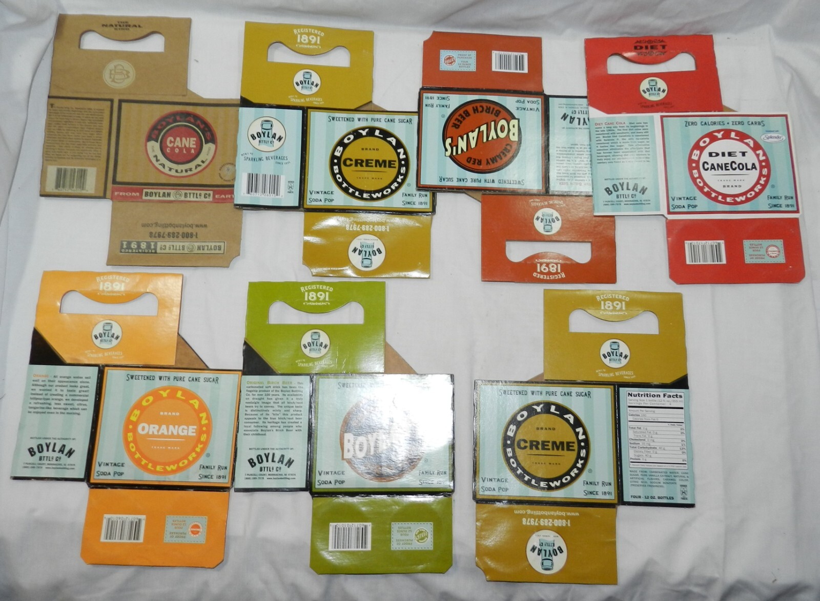 Lot 9 - 7 Cardboard Bottle Carriers / Cartons - Advertising Boylan Soda