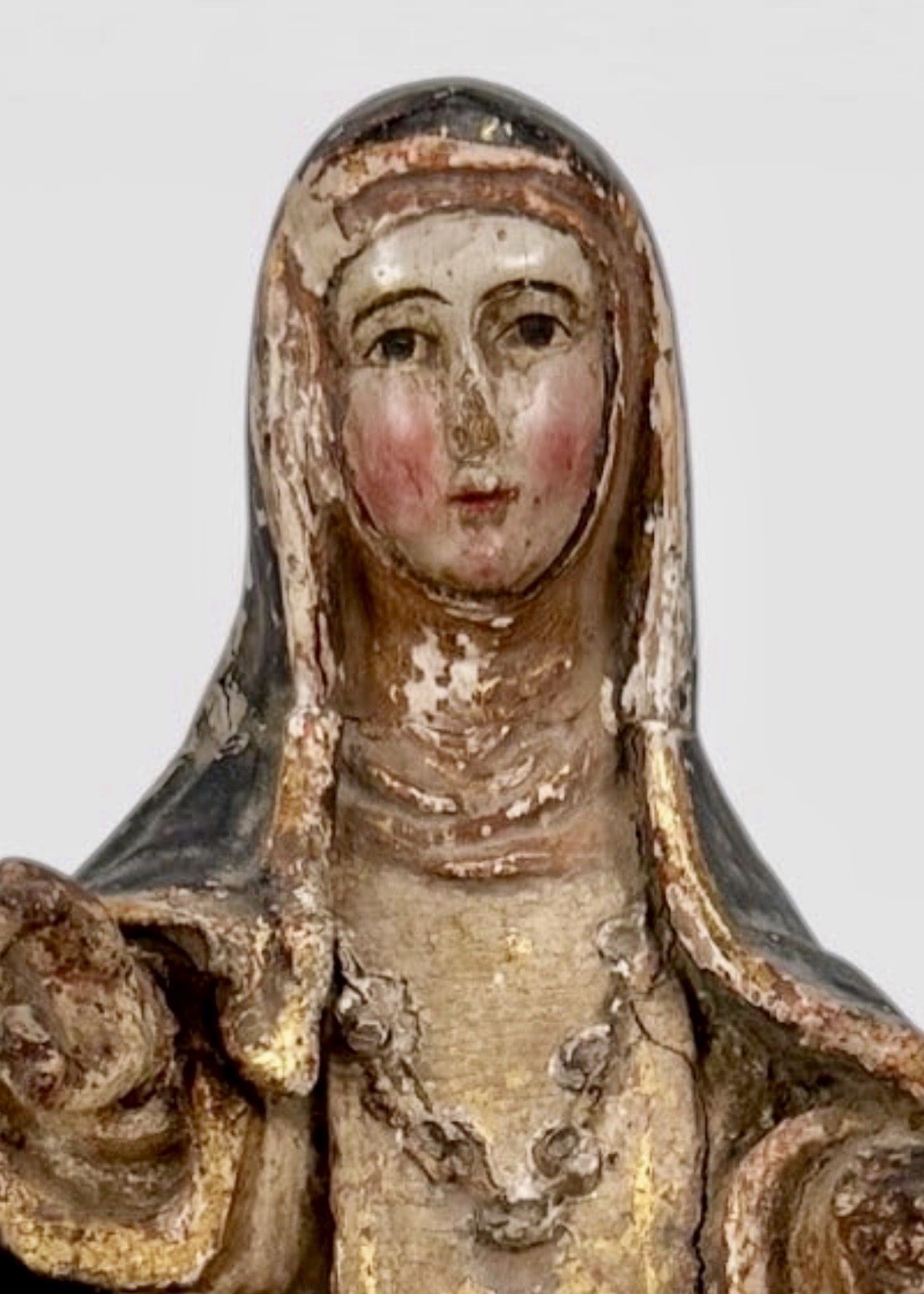 Amazing/Rare ,  150 Year Old Santos w/ Porcelain Face, The Blessed Mother Mary