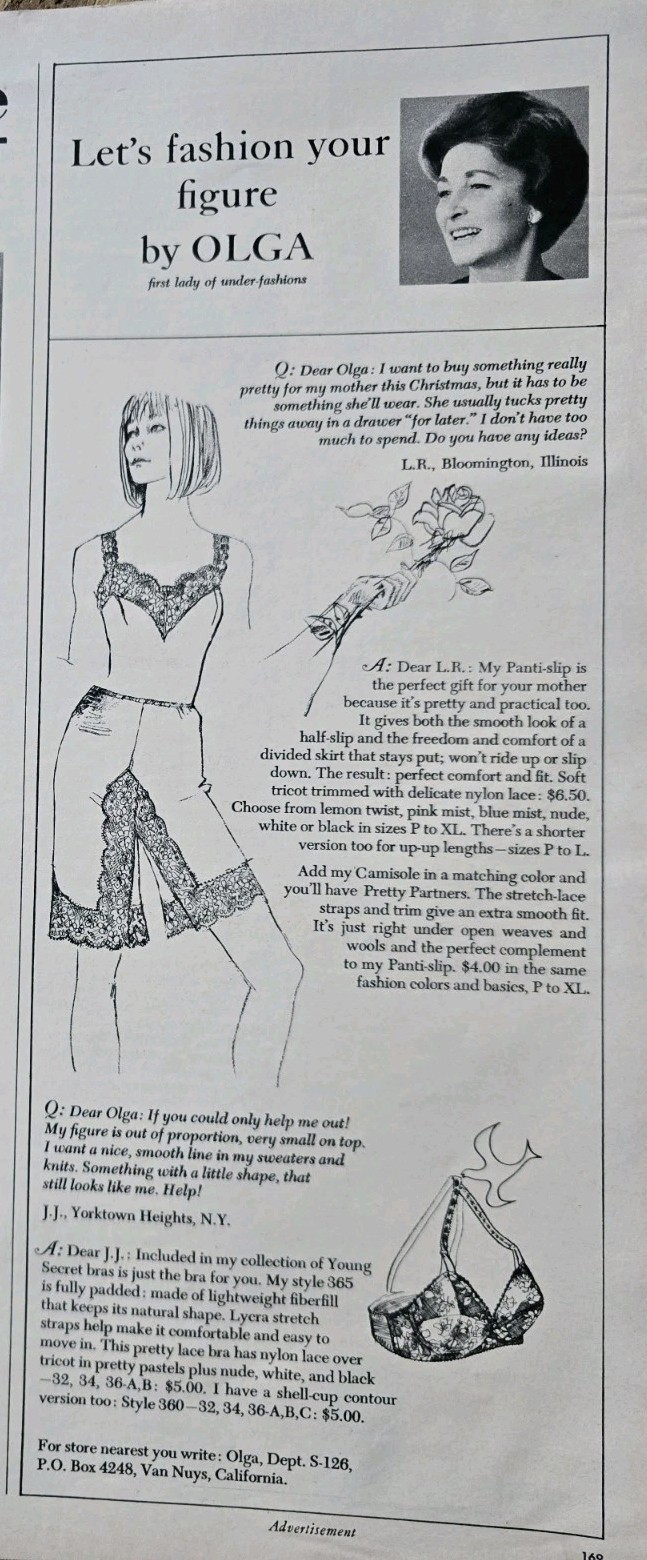 1966 Womens Olga Panti-slip Slip bra fashion your figure vintage ad