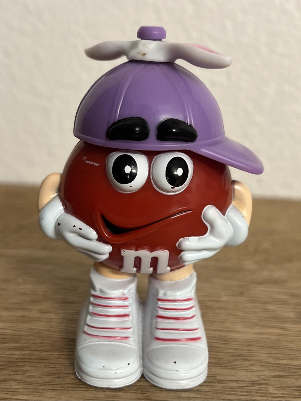 M&M’s Candy Holder Red M&M Character W/ Purple Propeller Hat 