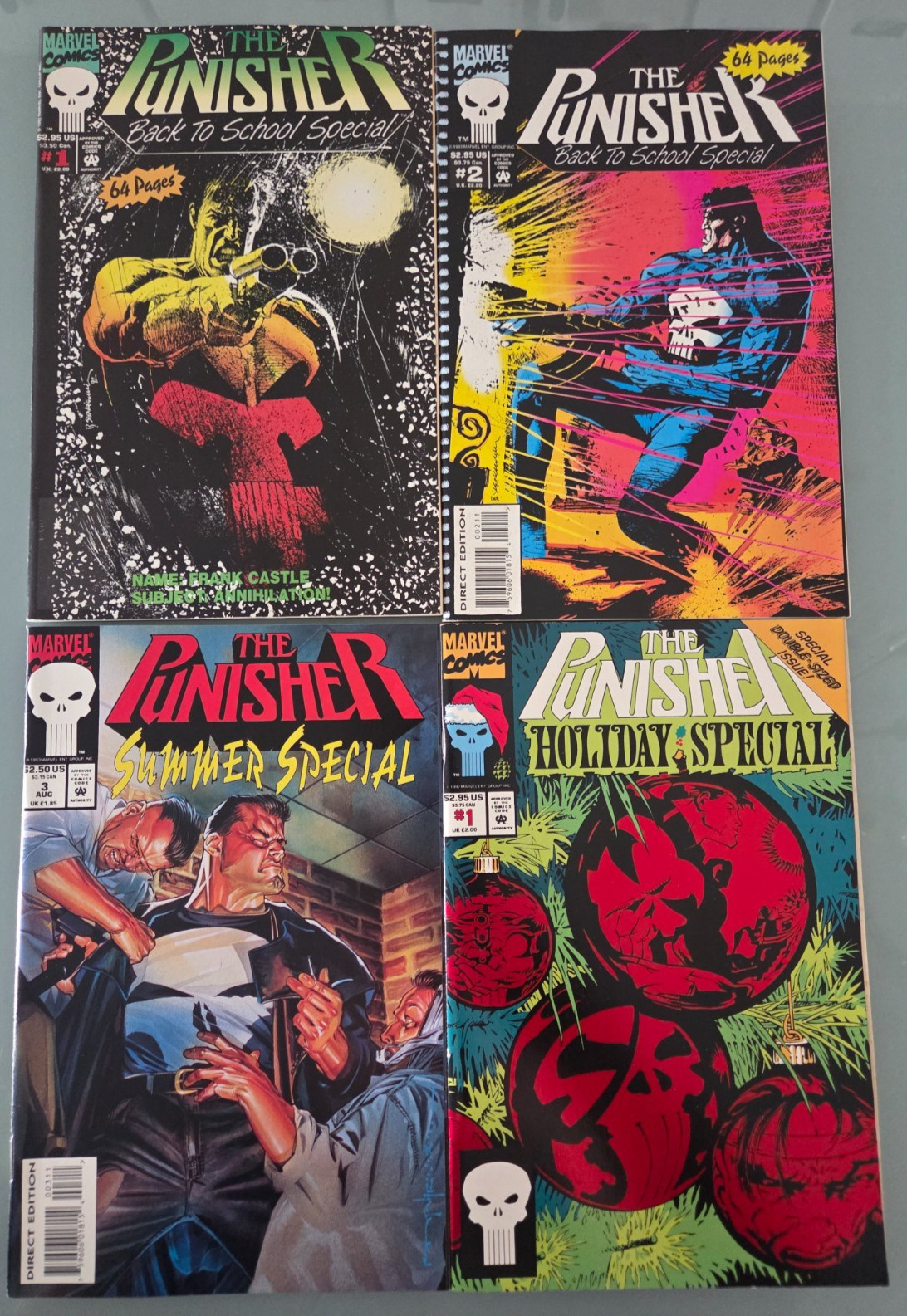 THE PUNISHER BACK TO SCHOOL SPECIAL #1 & 2 (1992) MARVEL BONUS SUMMER & HOLIDAY