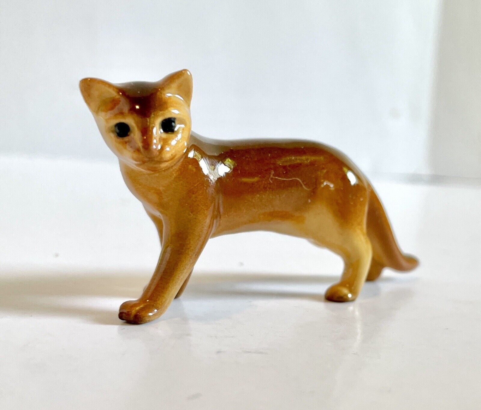Vintage Hagen Renaker Miniature Abyssinian Cat Figurine Brown and Tan