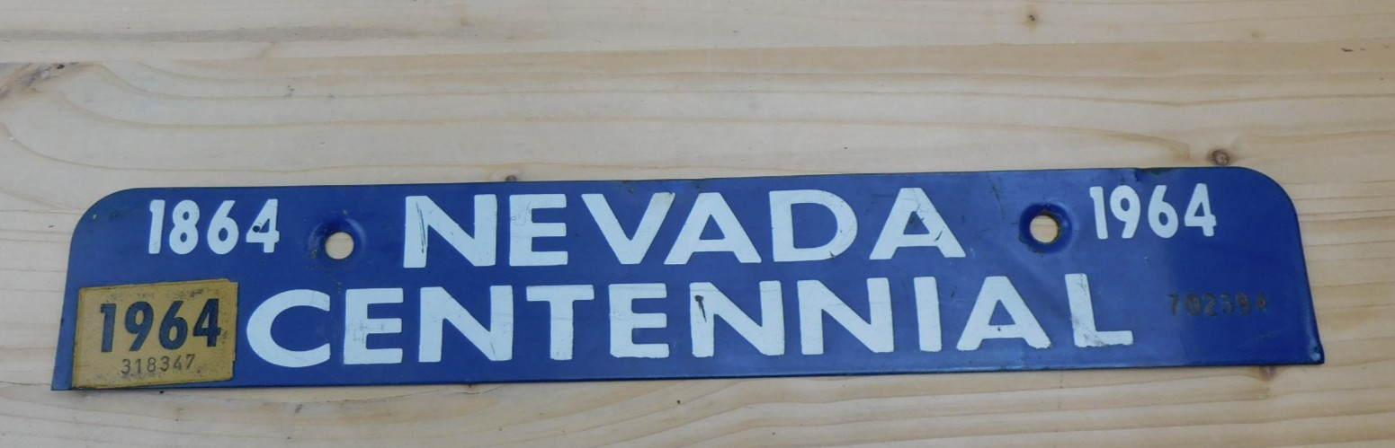 Vintage Original 1964 Nevada Centennial License Plate Topper Tag