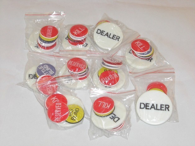 10x (10) DEALER BUTTON SETs - Texas Holdem Poker little big kill reserved blind 10x (10) DEALER BUTTON SETs - Texas Holdem Poker little big kill reserved blind