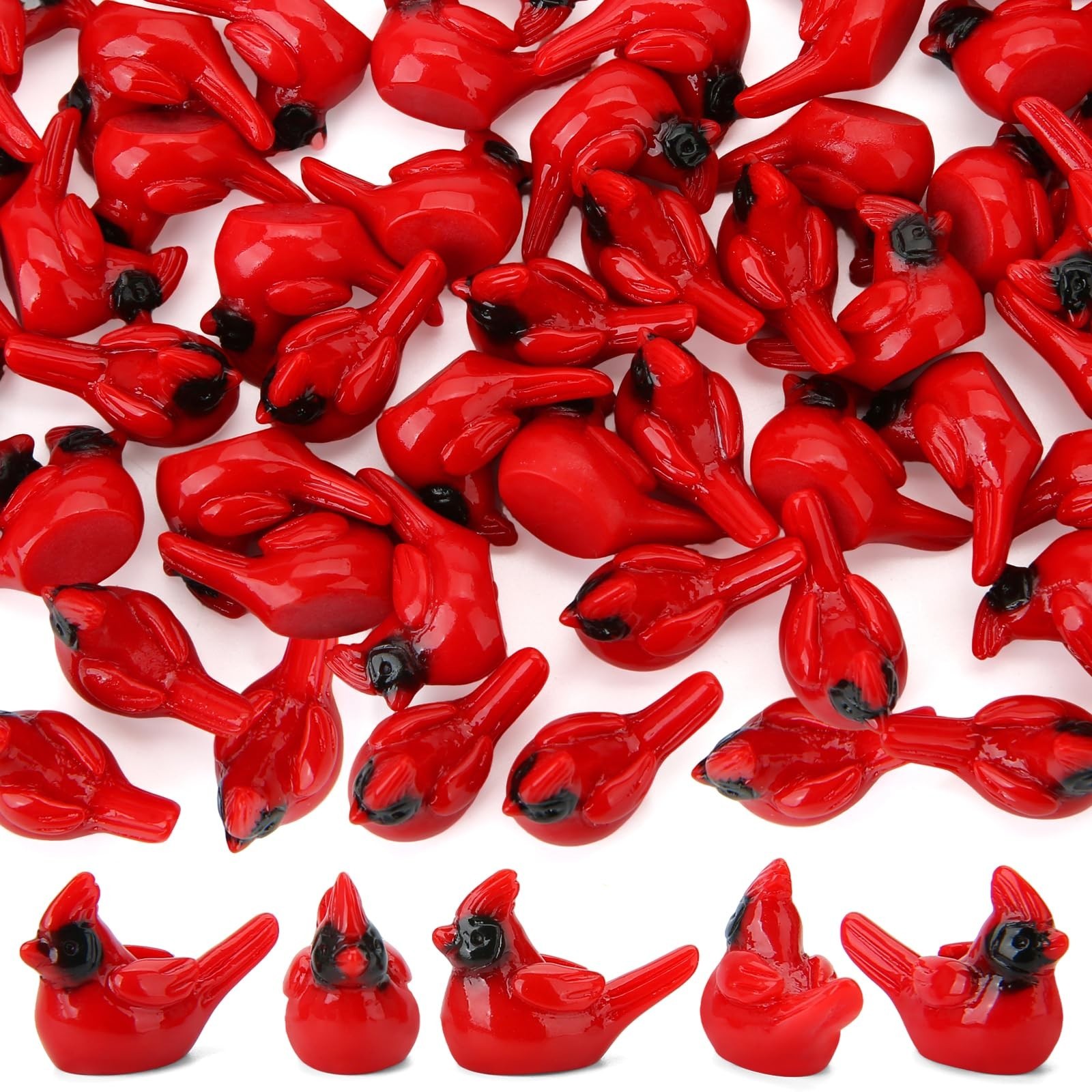 Mini Resin Cardinal Bird Figurines 60 Pcs Tiny Animal Miniature Craft Set USA