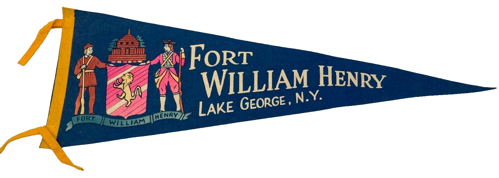 VTG Fort William Henry Lake George, N.Y. Pennant Flag Blue Yellow 26