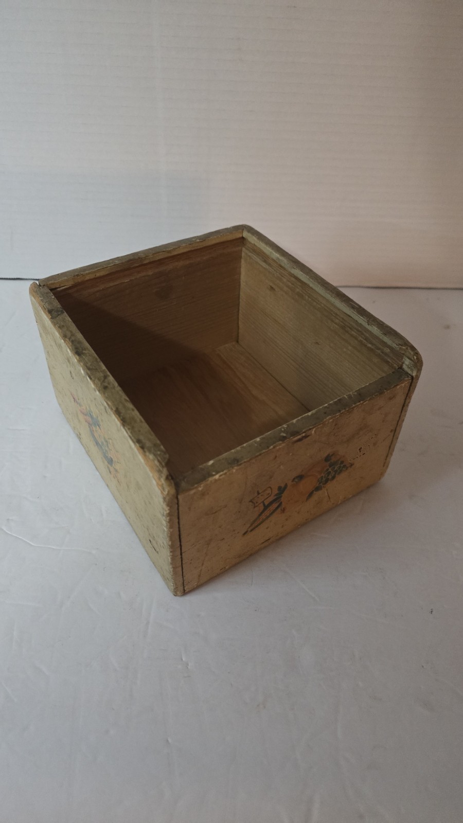 Vintage MCM Wood Recipe Box with Harvest Image Index Cards Open Top Great Patina