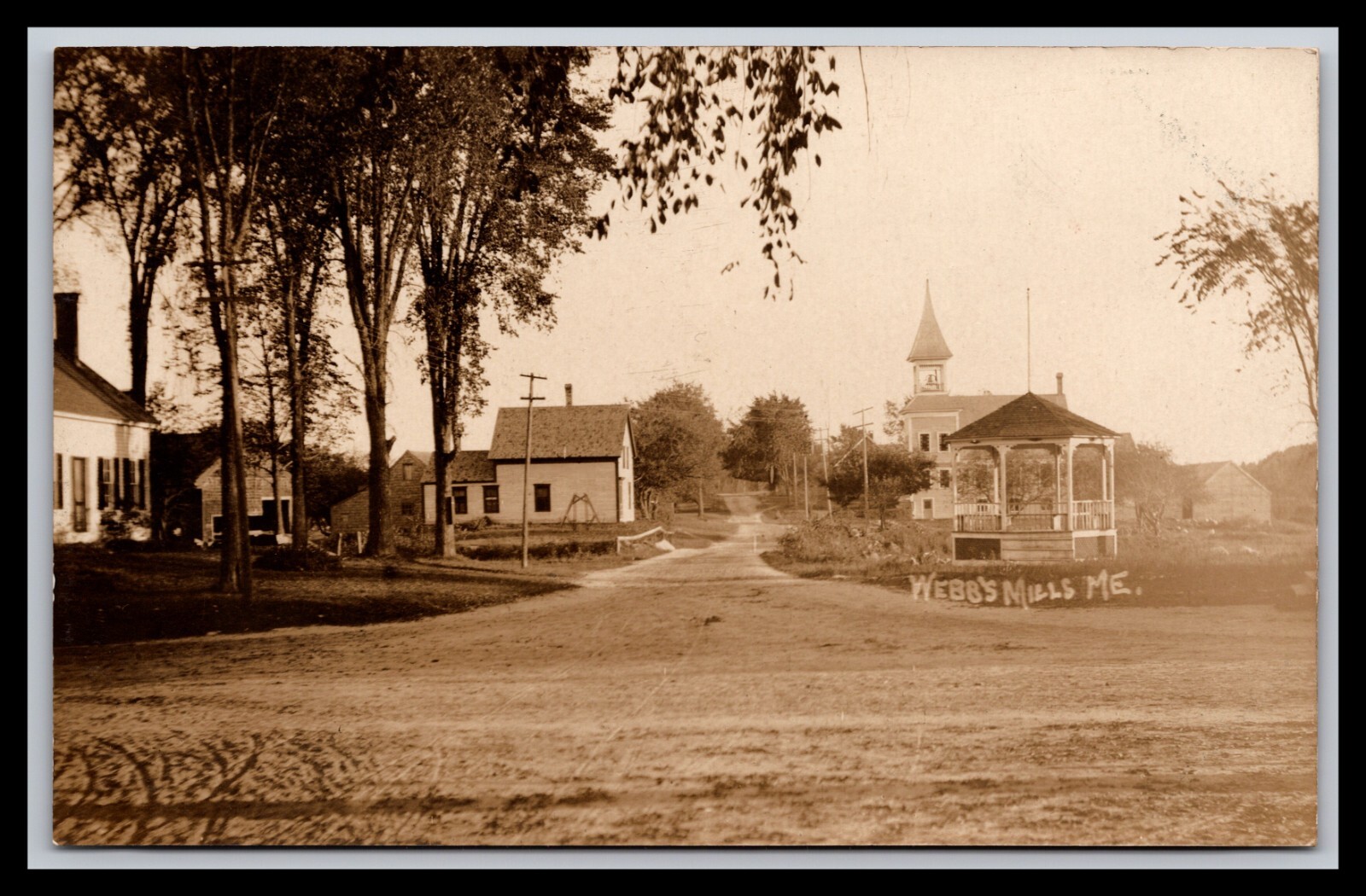 Post Card  Maine  A Glimpse Down A Street In Webbs Mills, ME 