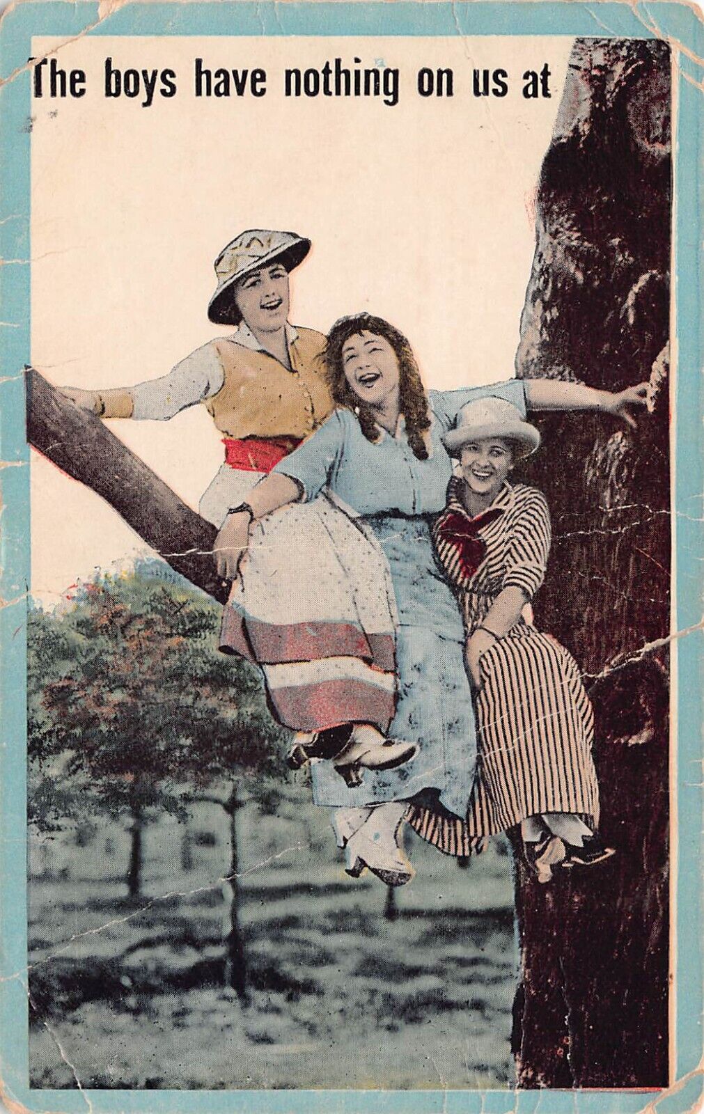 Berkeley Springs WV Three Girls Suffragette Women Empowerment Vtg Postcard C58