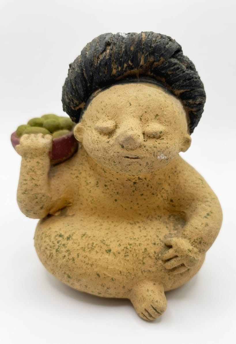 UNUSUAL RARE STUNNING HAND-CARVED CLAY OBJECT WITH GORGEOUS GREEN PATINA
