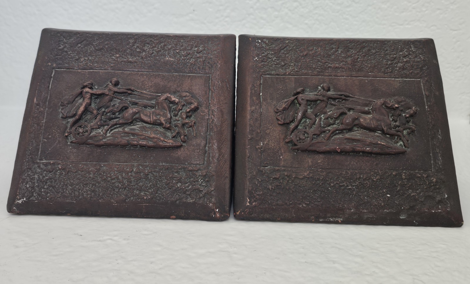Antique Art Deco Era ( 1910s–1920s) Copper Clad Roman Chariot Bookends 6 Antique Art Deco Era ( 1910s–1920s) Copper Clad Roman Chariot Bookends 6