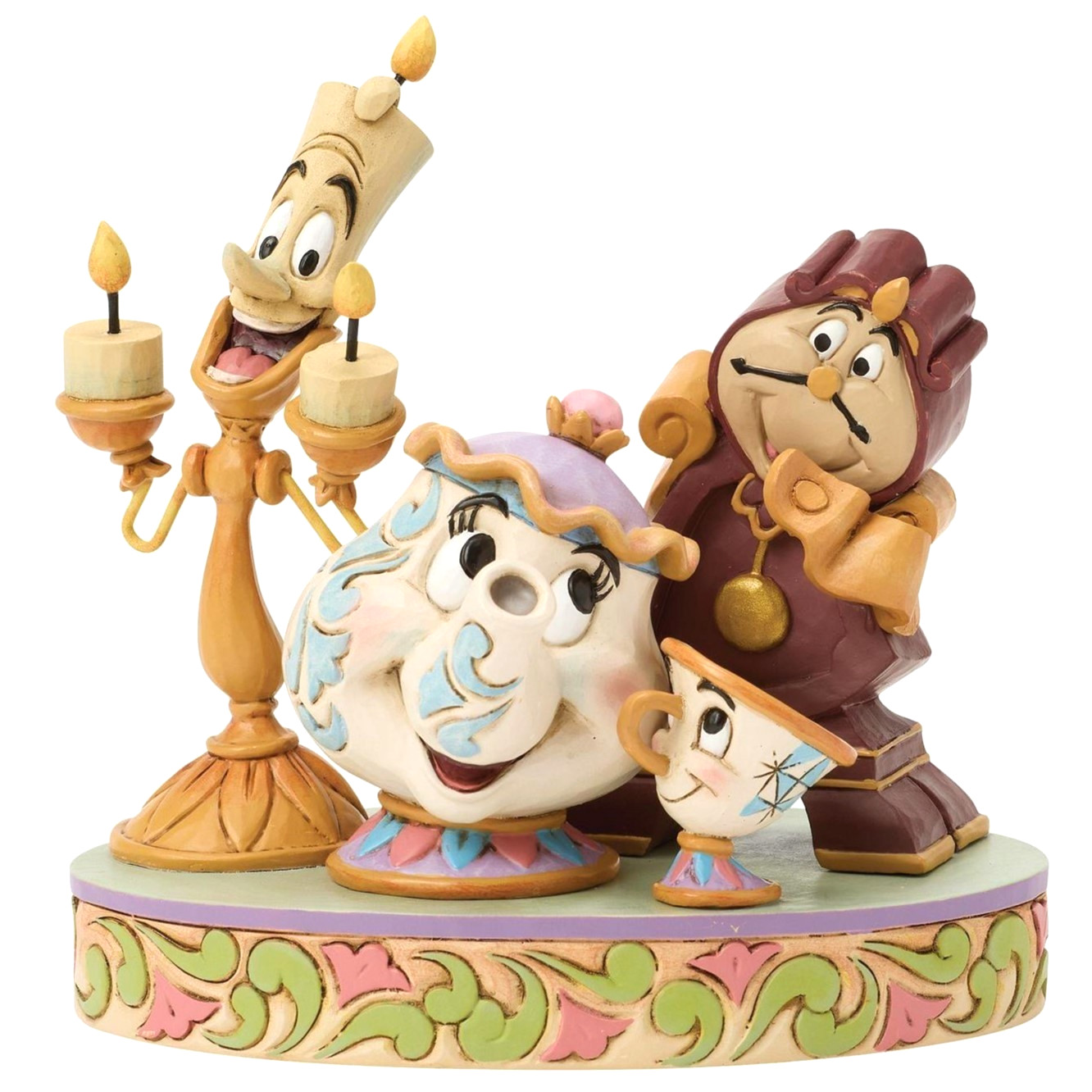 ❦ New JIM SHORE DISNEY Figurine LUMIERE MRS POTTS CHIP COGSWORTH Beauty Beast