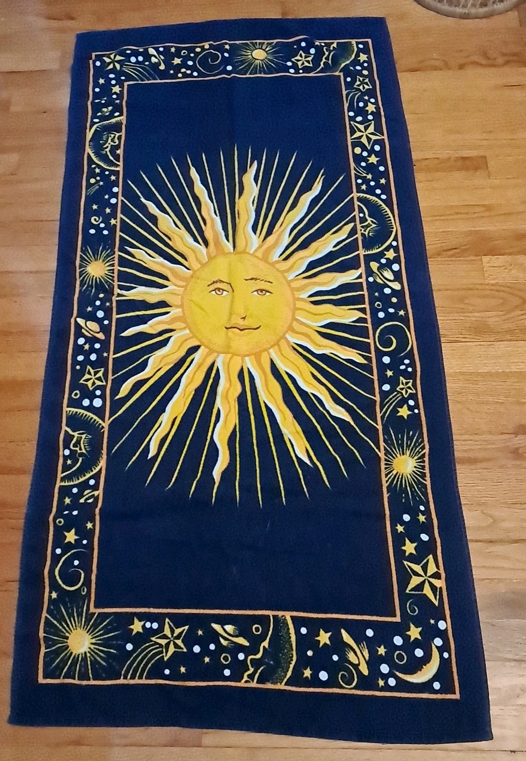 Copa Navy Blue Vintage Celestial Sun Moon Stars Beach Towel 90s Retro