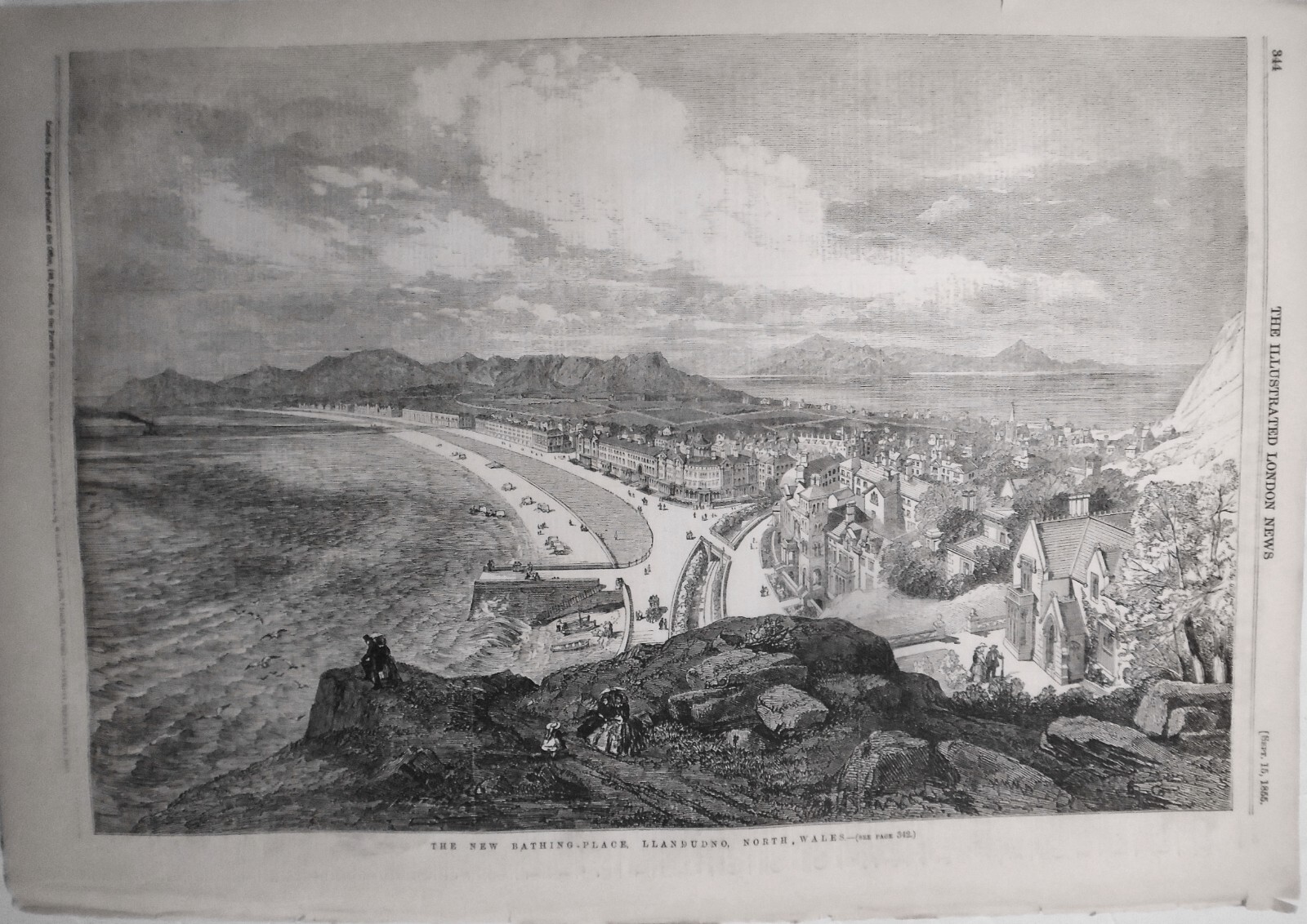 1855 The new bathing-place, Llandudno, North Wales. Original print. 1855 The new bathing-place, Llandudno, North Wales. Original print.