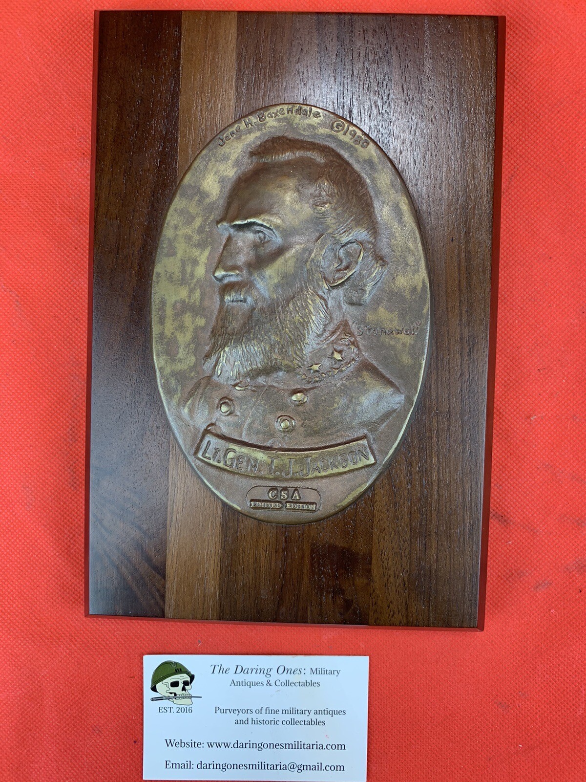 Vintage CSA Stonewall Jackson Wall Plaque 1980 14/500 Civil War Confederate Art