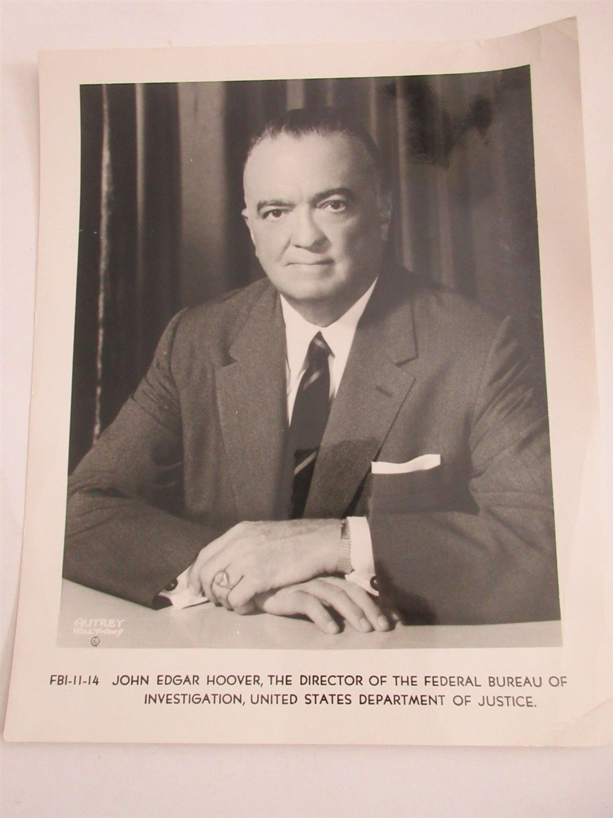 John Edgar Hoover Director of The FBI press 8 x 10 photo John Edgar Hoover Director of The FBI press 8 x 10 photo