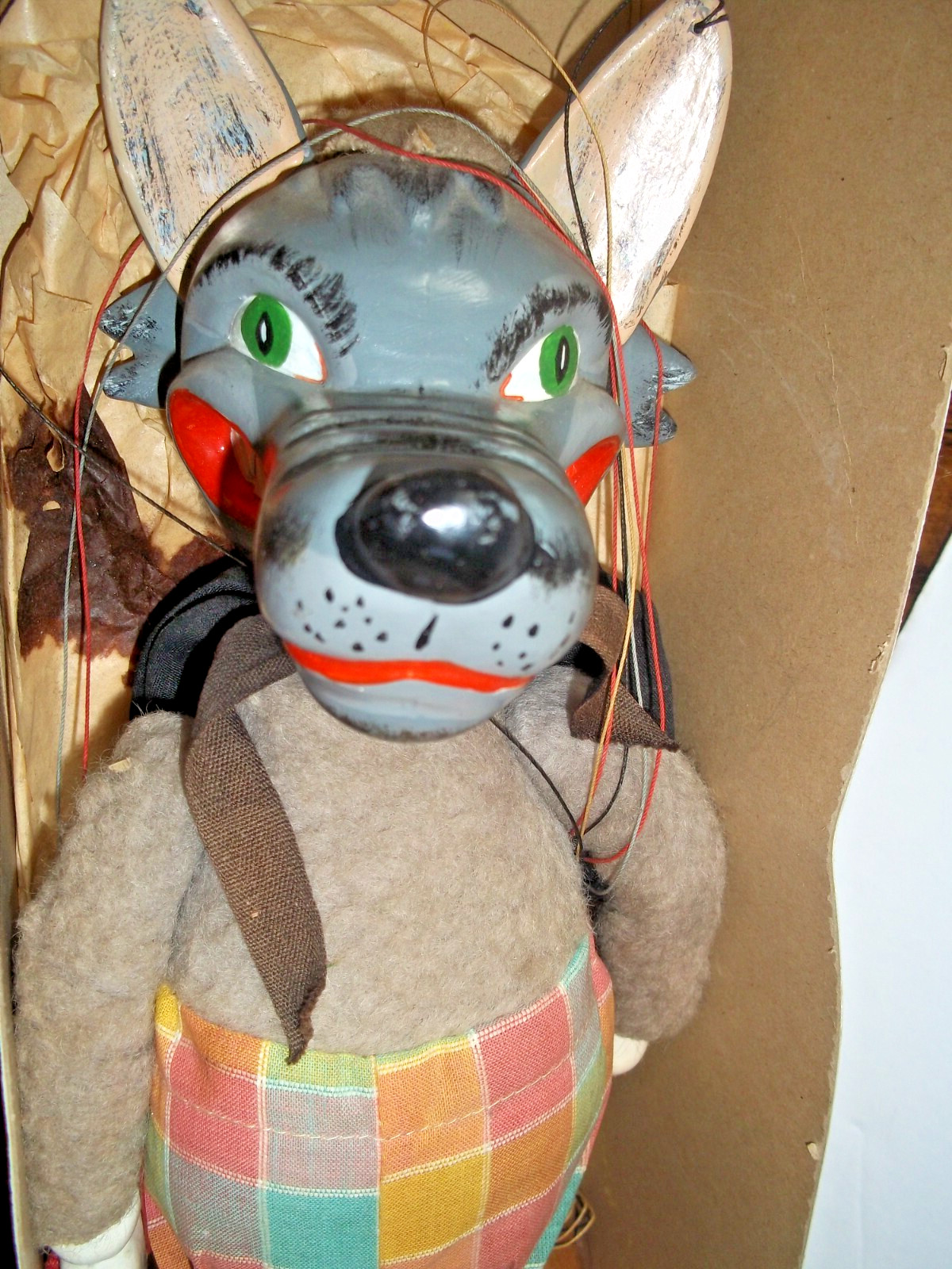 Vintage Pelham Puppet Marionette WOLF - Original Box Made in England