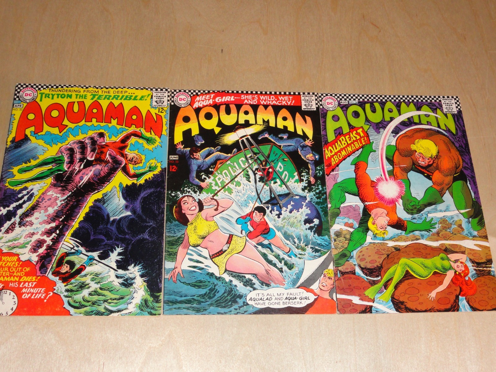 Aquaman #32 FN, #33 (1st App Aqua-Girl) FN, #34 VG/FN (1967) DC