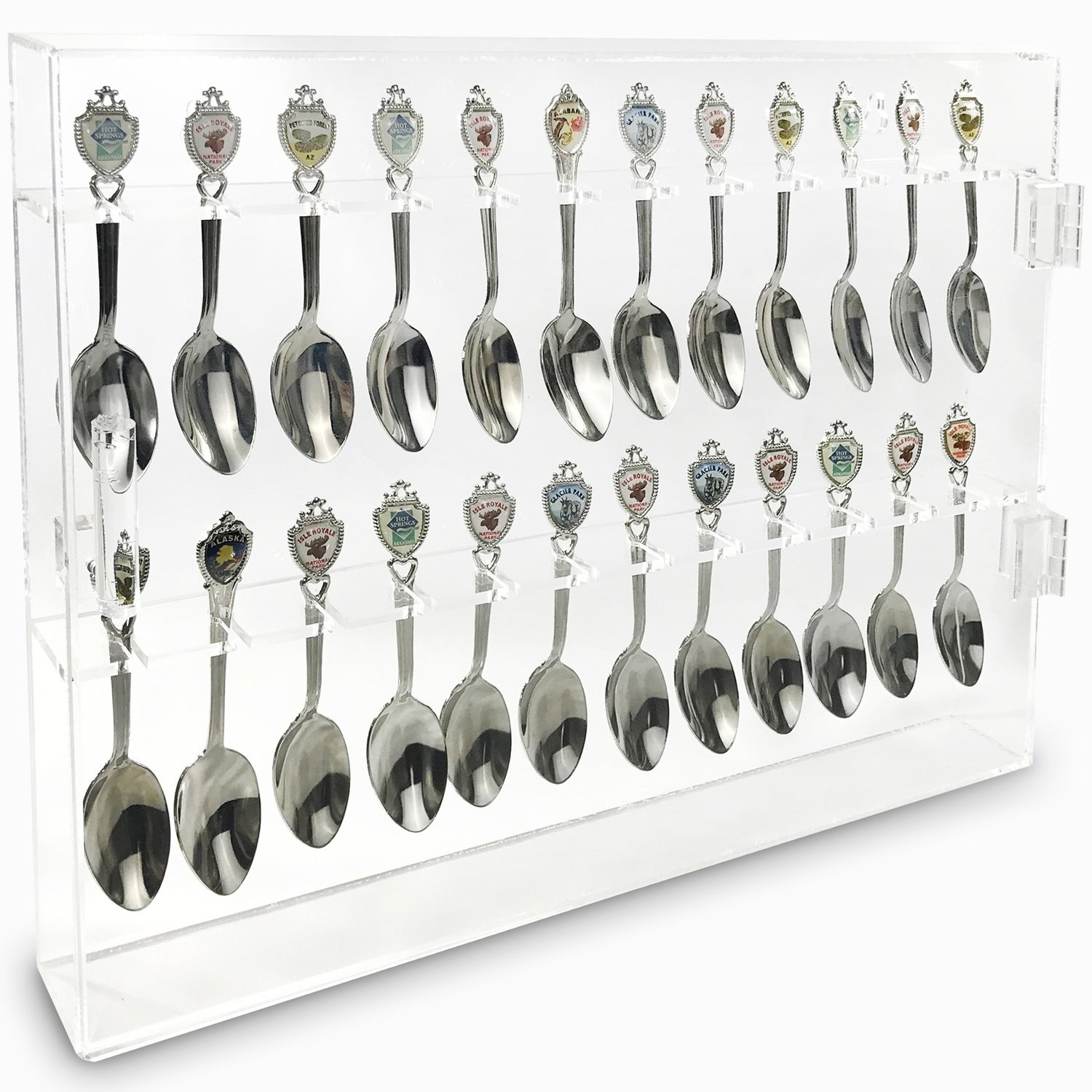Premium Acrylic 24-Spoon Display Case for Souvenirs, Collectibles & Decor