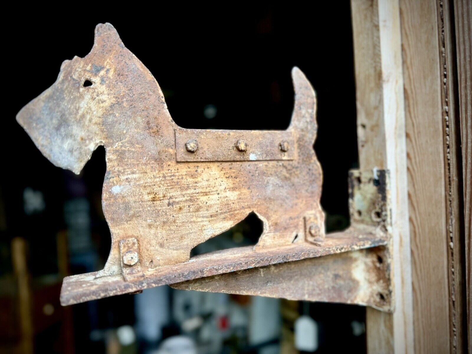 Rare Antique Iron Scottie Dog Boot Scraper Wall Mount Steel Folk Art Primitive