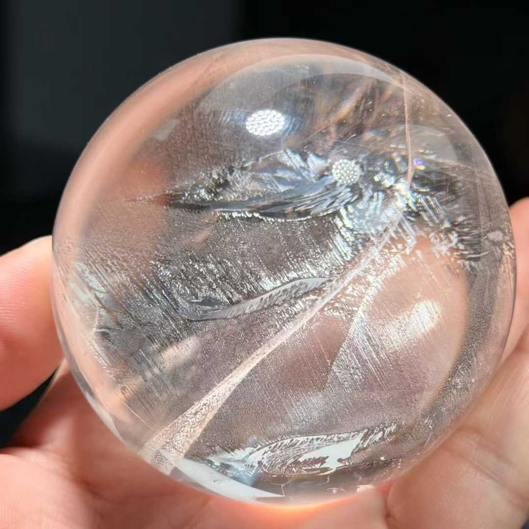 72mm Natural clear Crystal sphere quartz polished ball rainbow Reiki energy gift