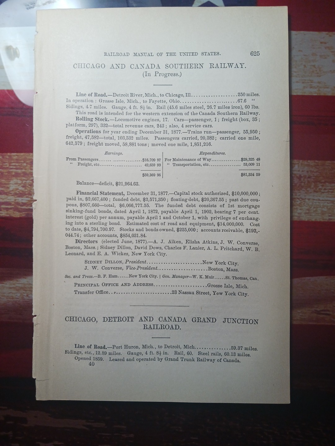~1878 Train Report CHICAGO & CANADA SOUTHERN RAILWAY in Progress  ◇Fayette Ohio 