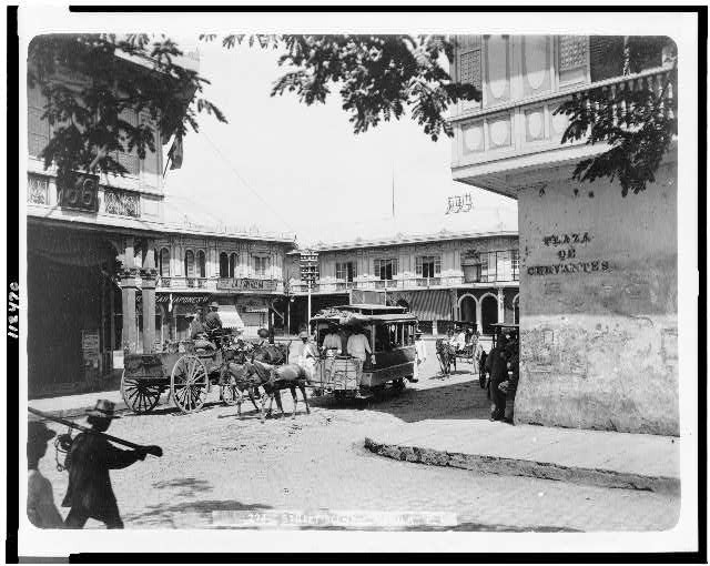 Photo:Manila Philippines 1899 Street Scene Carriages Carts City Life