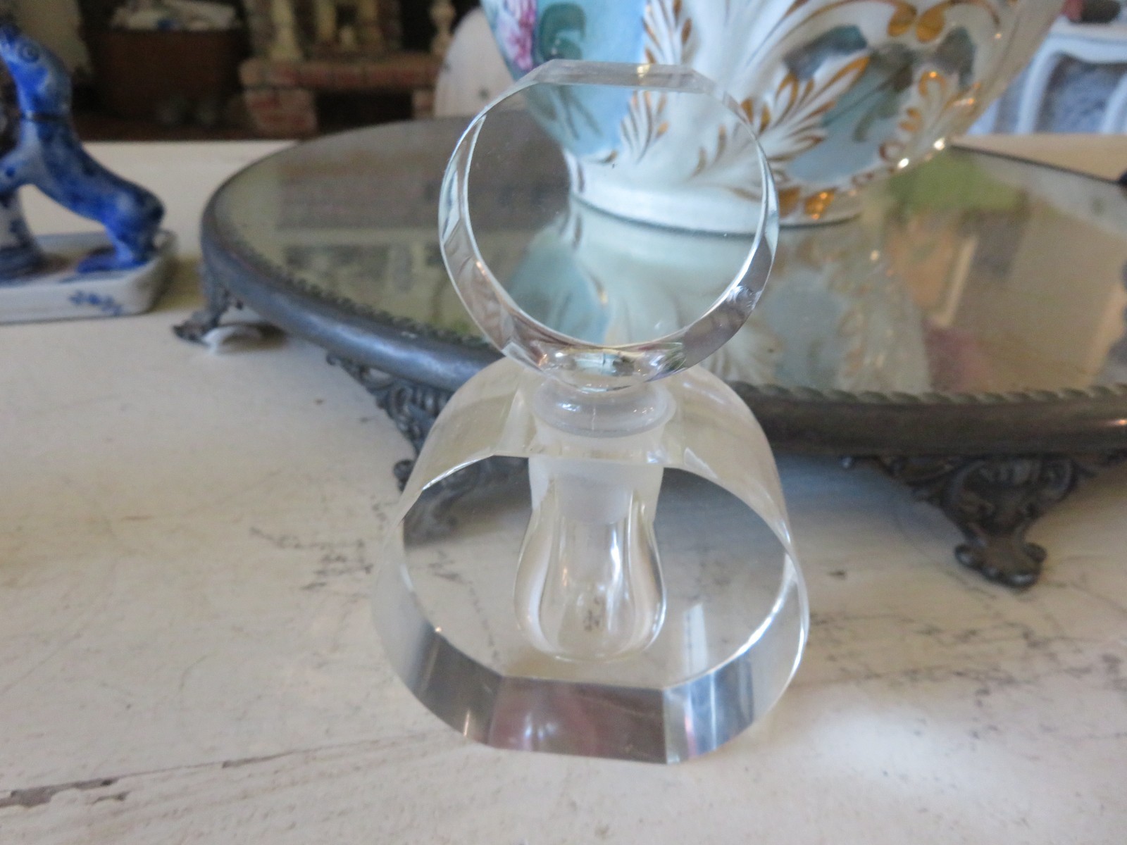 3pc. Clear Glass Art Deco Perfume Bottles Antique and/or Vintage Gorgeous Pieces
