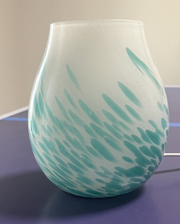 Hand-Blown Intertek Art Glass Encased Electric Accent Lamp Night Light Teal