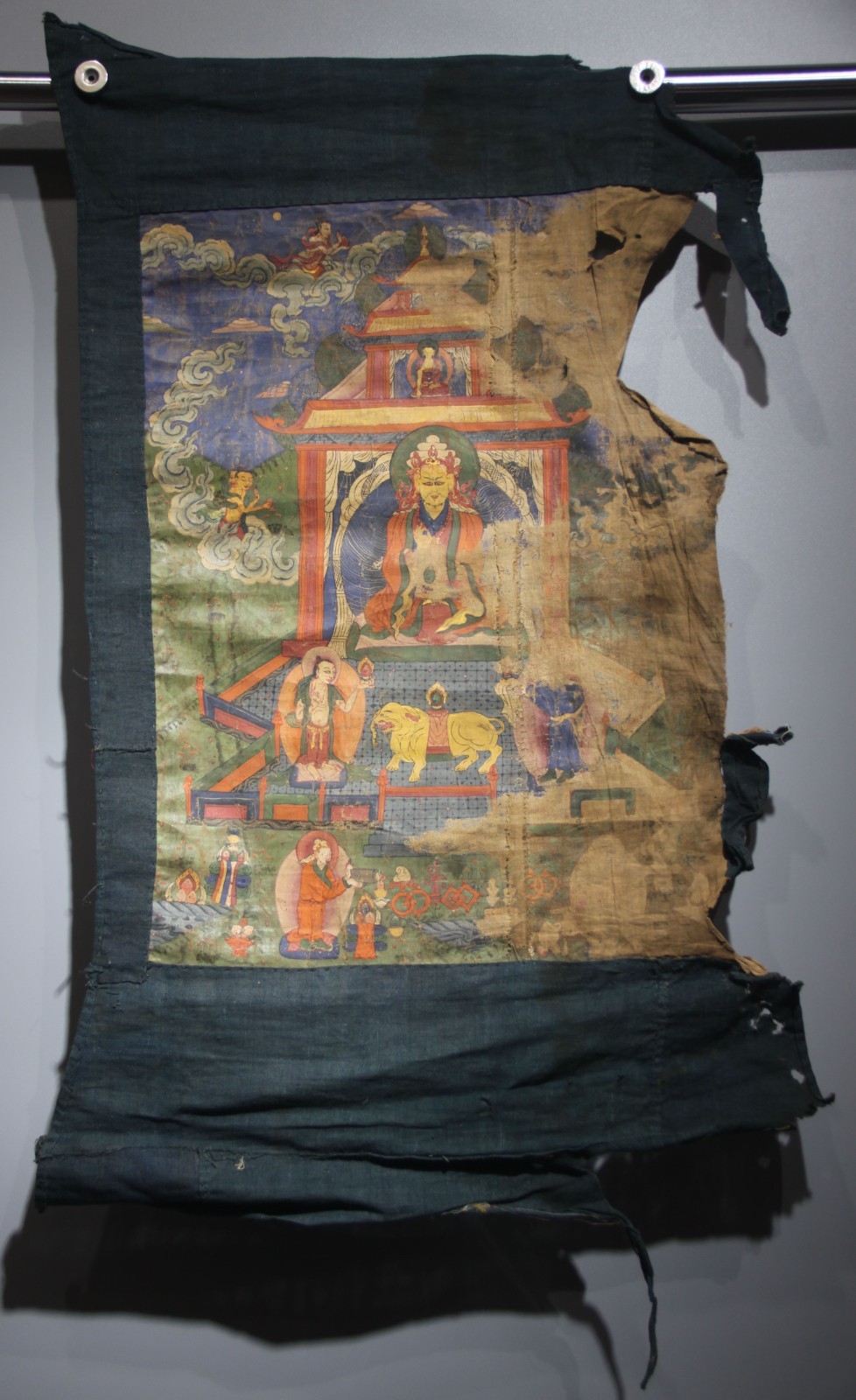 Tibet 19th Century Old Antique Buddhist Padmasambhava Thangka Poor Condition
