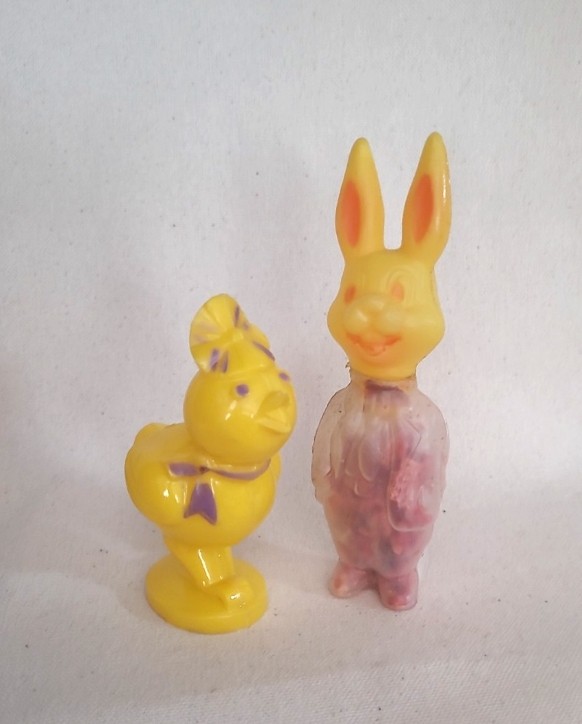 Vintage Easter Rosbro Bunny & Chick Candy Containers 1950s/60s era