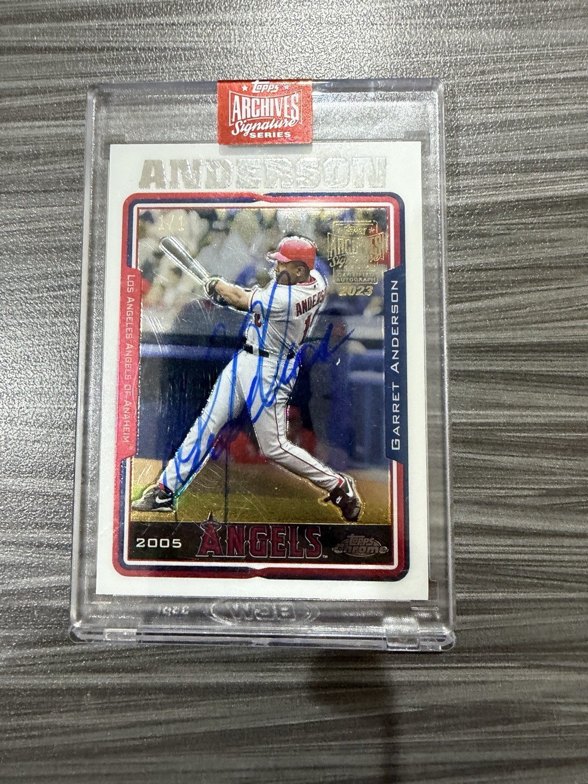 2023 Topps Archives Garrett Anderson 1/1 Auto 2005 Chrome Buyback Signature 2023 Topps Archives Garrett Anderson 1/1 Auto 2005 Chrome Buyback Signature