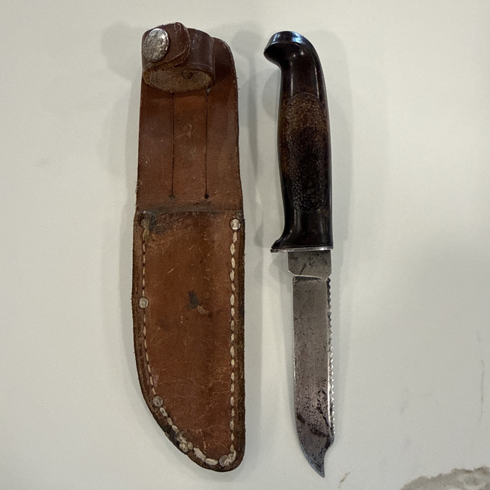 Vintage West-Cut Boulder Co. Fixed Blade Hunting Knife & Sheath 