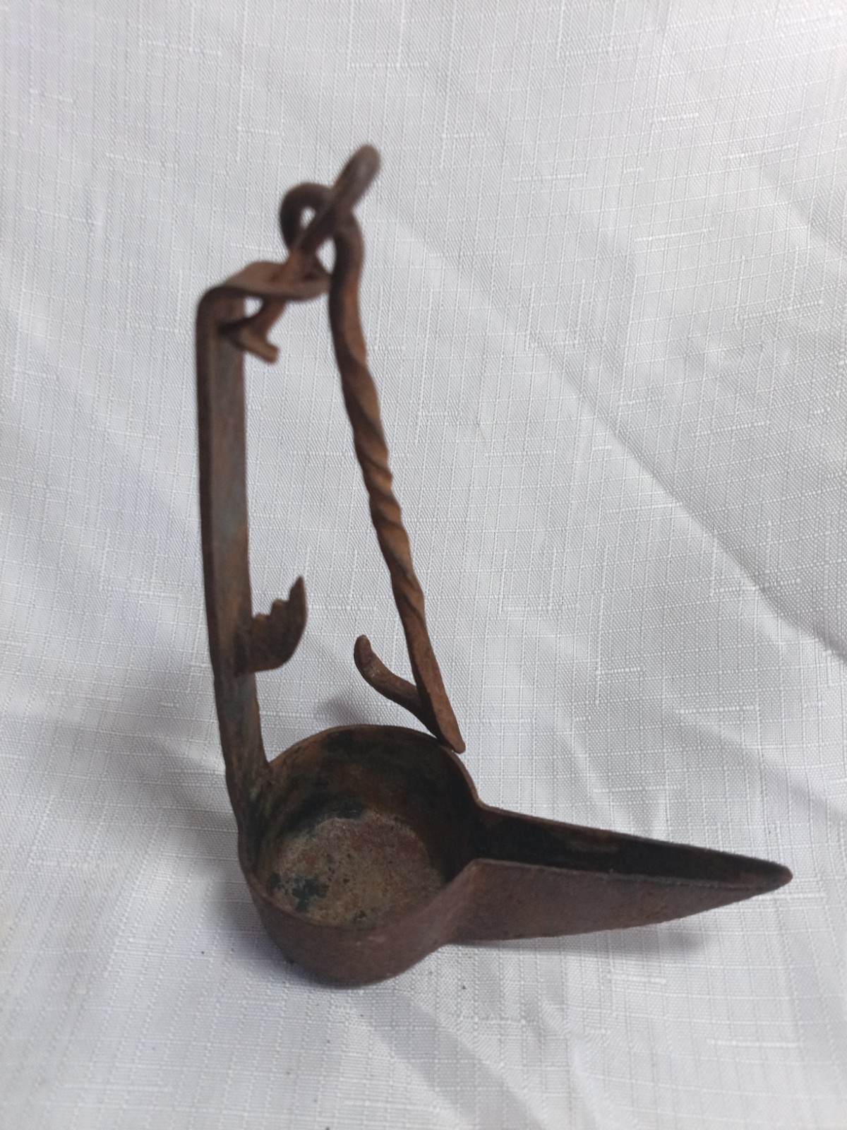Antique Early Primitive Hand Forged Iron Metal Betty Grease Whale Oil Lamp