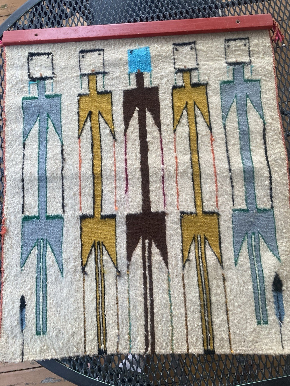 Navajo YEI Weaving Rug Wall Hanging 30” by 25.5” Vintage