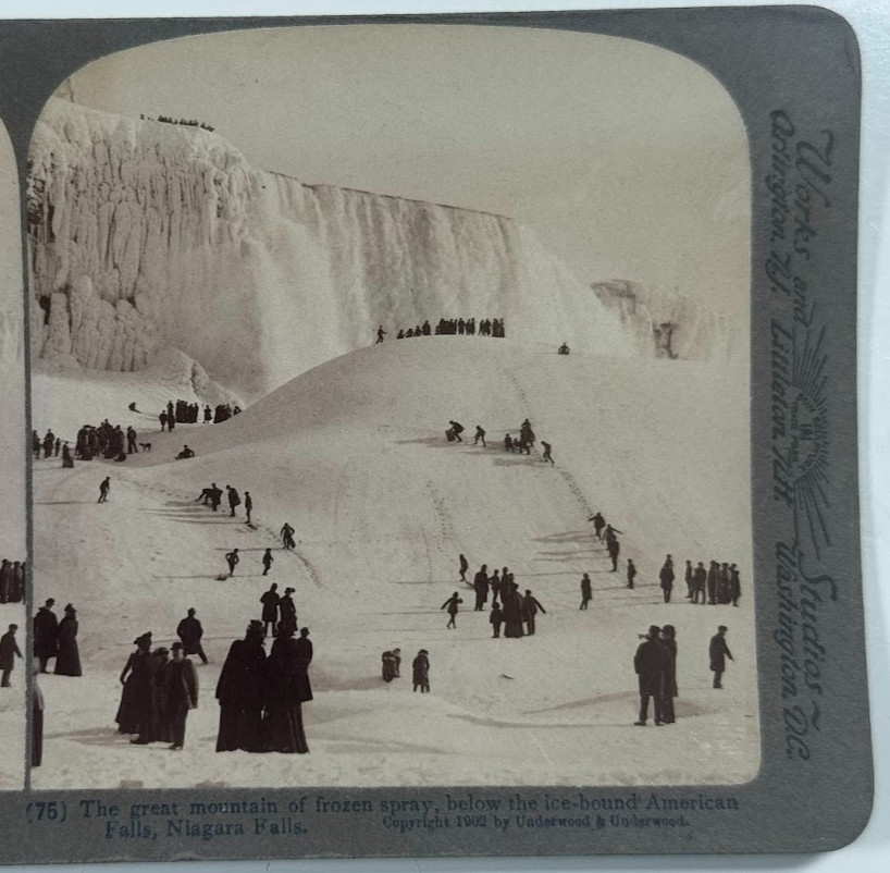The Great Mountain Frozen Below Ice-Bound American Niagara Falls Stereoview