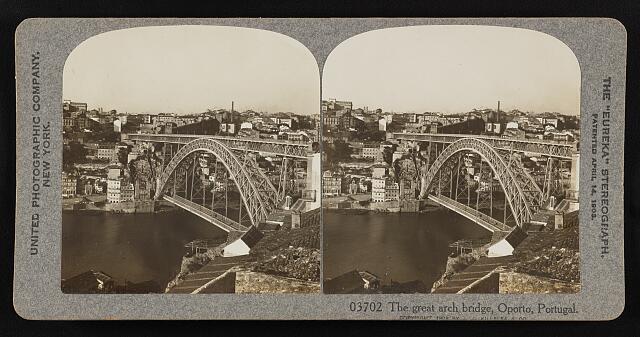 Portugal The great arch bridge Oporto Portugal Historic Old Photo